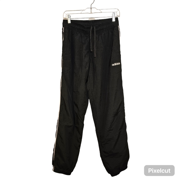 Adidas black with white stripe training joggers lined track pants in size M US - Picture 1 of 9